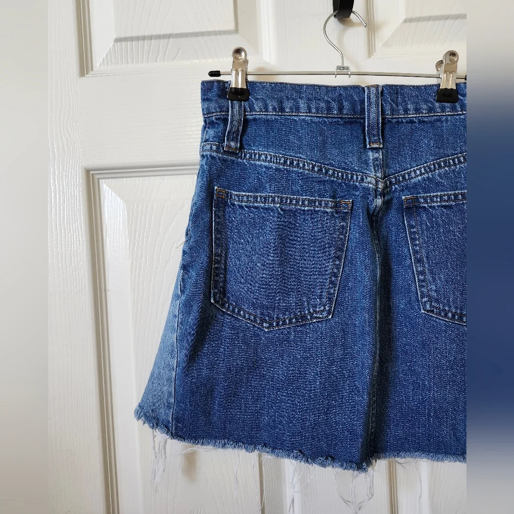 Madewell Two-Tone Denim A-Line Mini Skirt in Blue